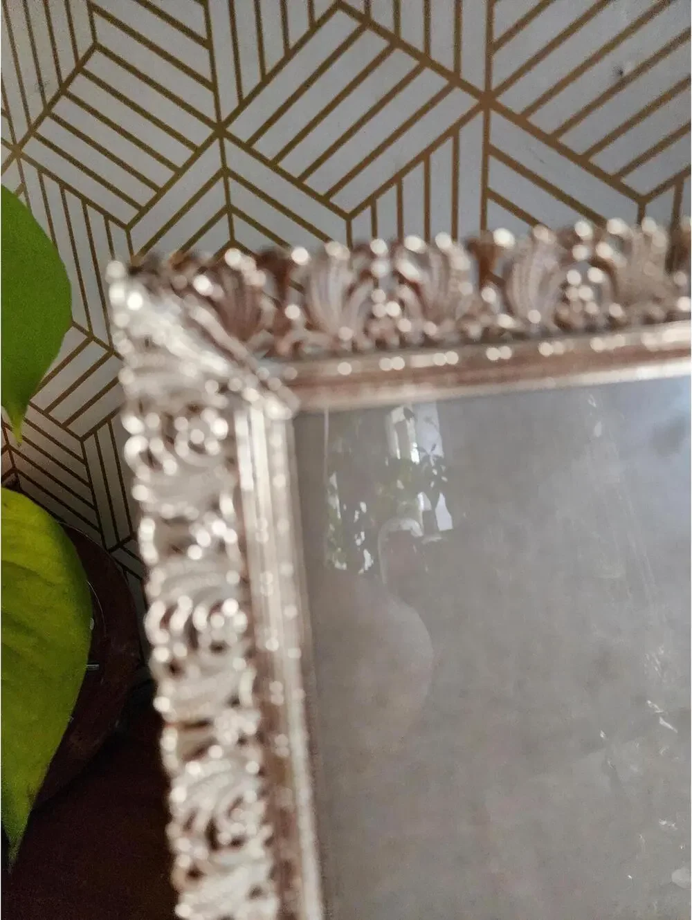 Vintage White & Gold Filagree Frame Free Standing Frame Wedding Items 8x10